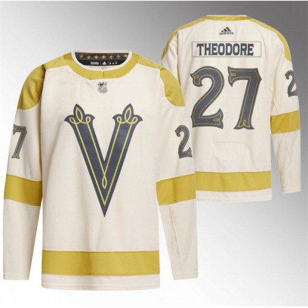 Men's Vegas Golden Knights #27 Shea Theodore Cream 2024 Winter Classic Breakaway Stitched Jersey