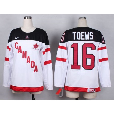 Olympic CA. #16 Jonathan Toews White 100th Anniversary Women's Stitched NHL Jersey