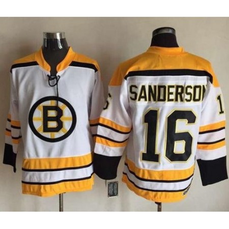 Bruins #16 Derek Sanderson White CCM Throwback Stitched NHL Jersey