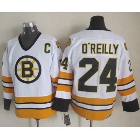 Bruins #24 Terry O'Reilly White/Yellow CCM Throwback Stitched NHL Jersey