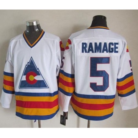 Avalanche #5 Rob Ramage White CCM Throwback Stitched NHL Jersey