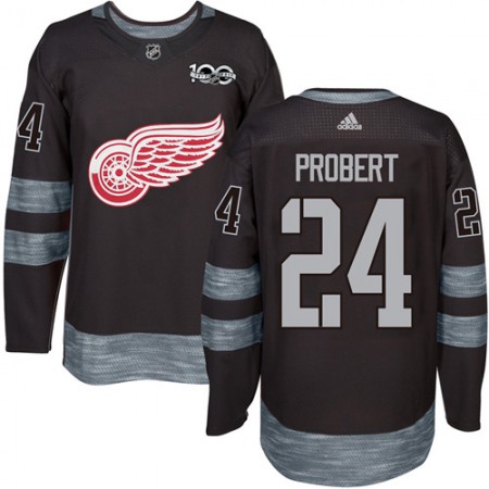 Red Wings #24 Bob Probert Black 1917-2017 100th Anniversary Stitched NHL Jersey