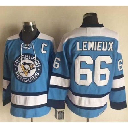 Penguins #66 Mario Lemieux Blue Alternate CCM Throwback Stitched NHL Jersey