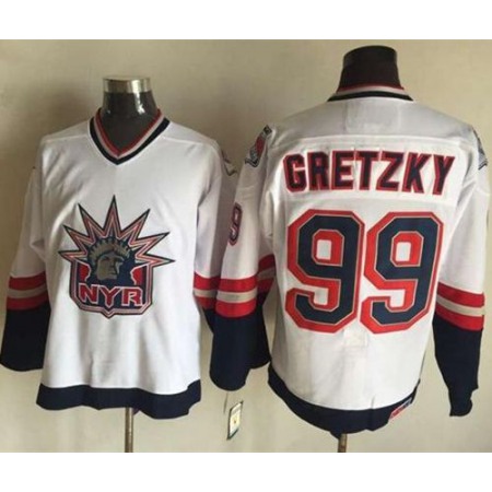 Rangers #99 Wayne Gretzky White CCM Statue of Liberty Stitched NHL Jersey