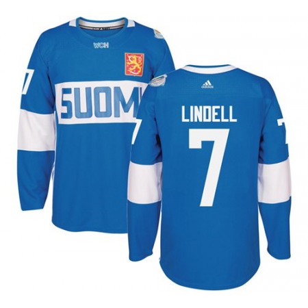 Team Finland #7 Esa Lindell Blue 2016 World Cup Stitched NHL Jersey