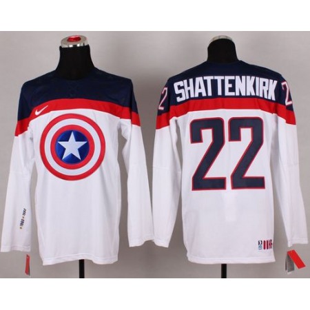 Olympic Team USA #22 Kevin Shattenkirk White Captain America Fashion Stitched NHL Jersey