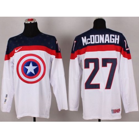 Olympic Team USA #27 Ryan McDonagh White Captain America Fashion Stitched NHL Jersey