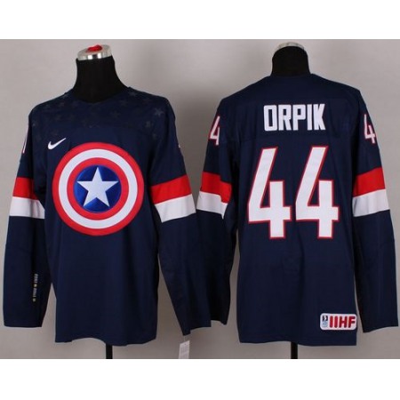 Olympic Team USA #44 Brooks Orpik Navy Blue Captain America Fashion Stitched NHL Jersey