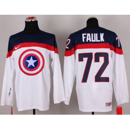 Olympic Team USA #72 Justin Faulk White Captain America Fashion Stitched NHL Jersey