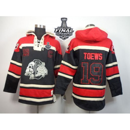 Blackhawks #19 Jonathan Toews Black Sawyer Hooded Sweatshirt 2015 Stanley Cup Stitched NHL Jersey