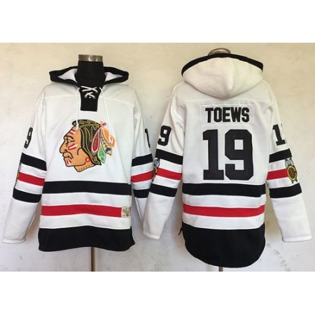 Blackhawks #19 Jonathan Toews White Sawyer Hooded Sweatshirt 2017 Winter Classic Stitched NHL Jersey