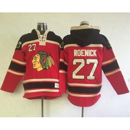 Blackhawks #27 Jeremy Roenick Red Sawyer Hooded Sweatshirt Stitched NHL Jersey