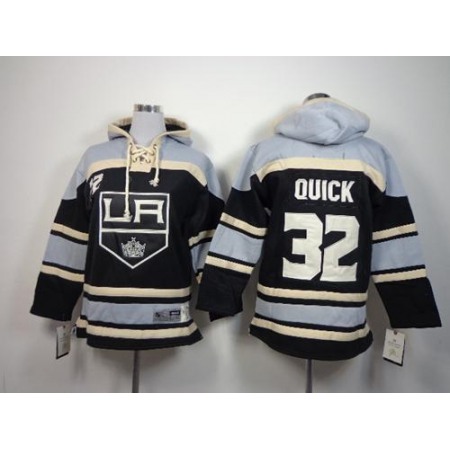 Kings #32 Jonathan Quick Black Sawyer Hooded Sweatshirt Stitched Youth NHL Jersey