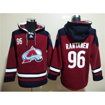 Men's Colorado Avalanche #96 Mikko Rantanen Burgundy All Stitched Sweatshirt Hoodie