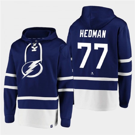 Men's Tampa Bay Lightning #77 Victor Hedman Blue All Stitched Sweatshirt Hoodie