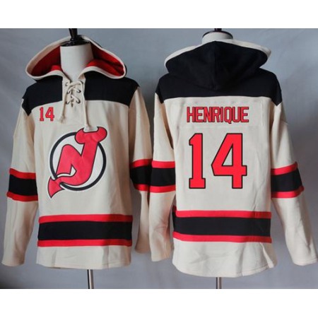 Devils #14 Adam Henrique Cream Sawyer Hooded Sweatshirt Stitched NHL Jersey