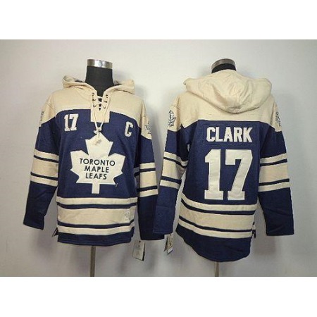 Maple Leafs #17 Wendel Clark Blue Sawyer Hooded Sweatshirt Stitched NHL Jersey