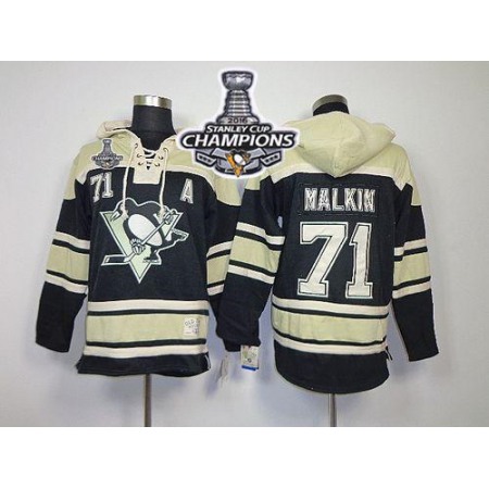 Penguins #71 Evgeni Malkin Black Sawyer Hooded Sweatshirt 2016 Stanley Cup Champions Stitched NHL Jersey