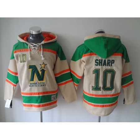 Stars #10 Patrick Sharp Cream Sawyer Hooded Sweatshirt Stitched NHL Jersey