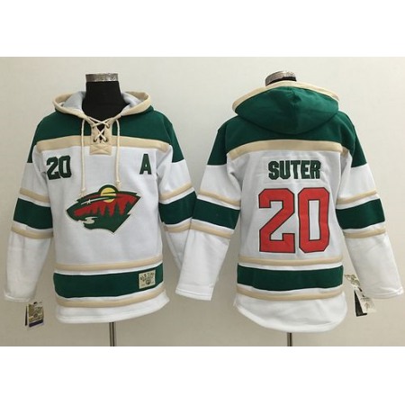 Wild #20 Ryan Suter White Sawyer Hooded Sweatshirt Stitched NHL Jersey