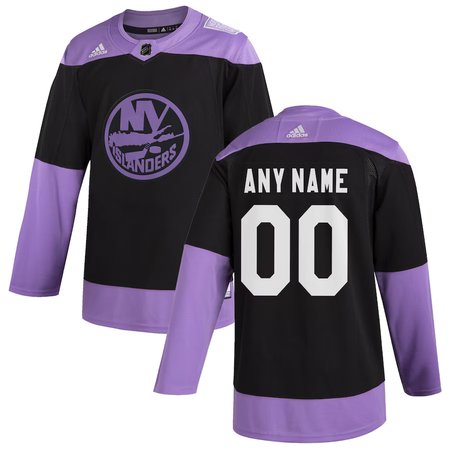 Men's New York Islanders Adidas Black Hockey Fights Cancer Custom Practice NHL Jersey