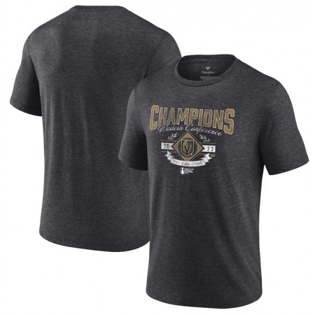 Men's Vegas Golden Knights Heather Charcoal 2023 Western Conference Champions Icing Tri-Blend T-Shirt